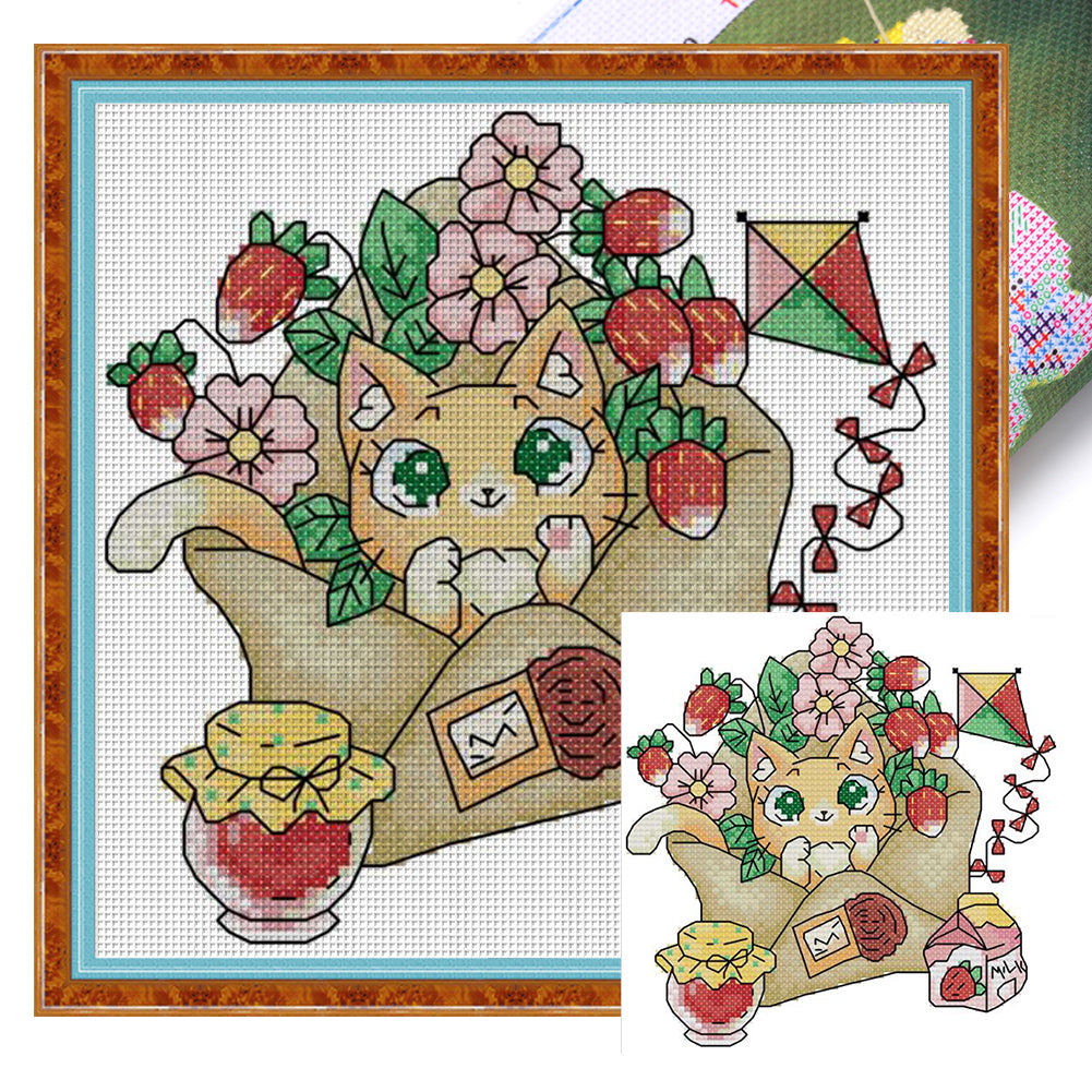 Summer Of Stamps - 14CT Stamped Cross Stitch 19*19CM(Joy Sunday)