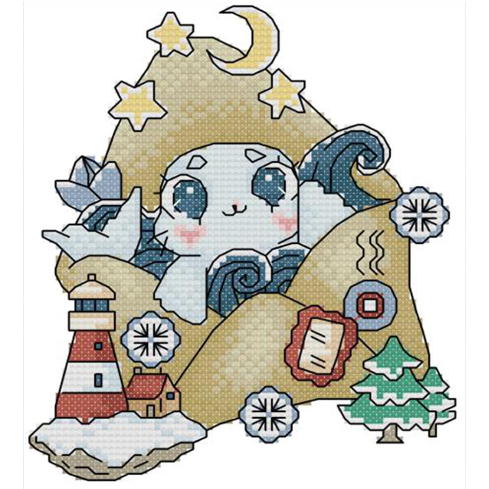 Winter Of Stamps - 14CT Stamped Cross Stitch 17*19CM(Joy Sunday)