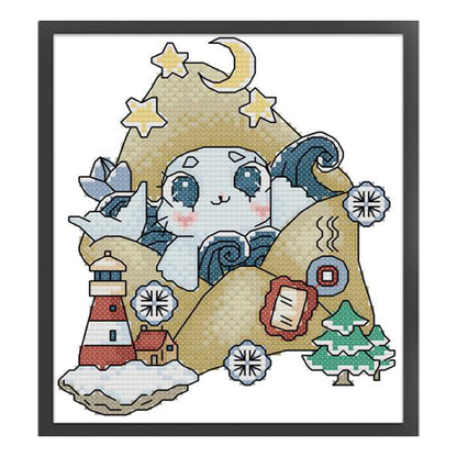 Winter Of Stamps - 14CT Stamped Cross Stitch 17*19CM(Joy Sunday)