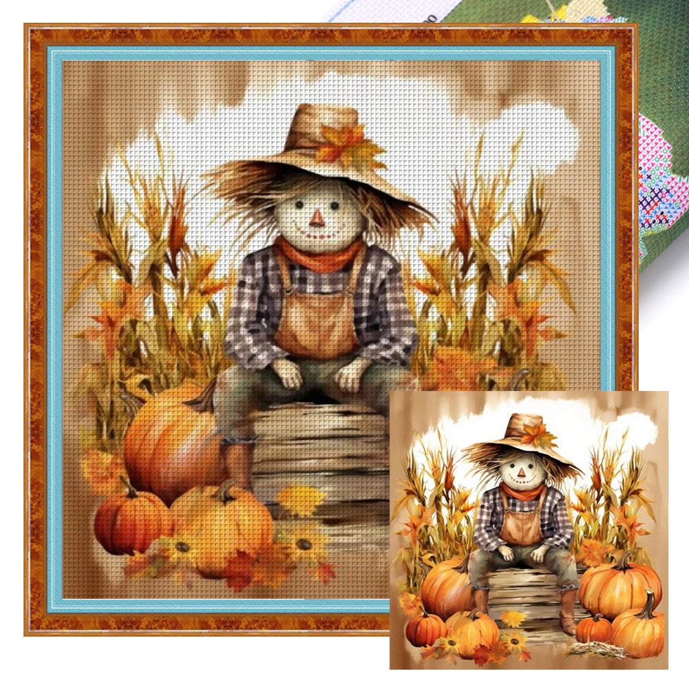 Pumpkin Scarecrow - 11CT Stamped Cross Stitch 60*60CM