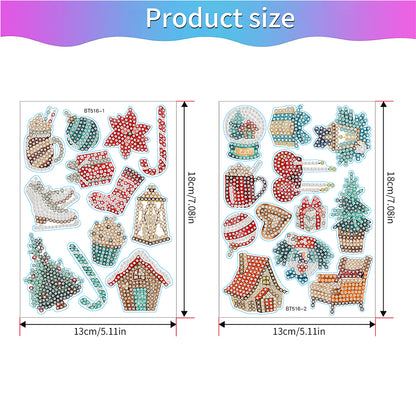 2PCS Christmas Gem Art DIY Craft Kit Diamond Painting Sticker (Xmas Goods)