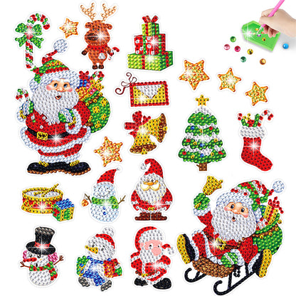 2PCS Christmas Gem Art DIY Craft Kit Diamond Painting Sticker (Santa)