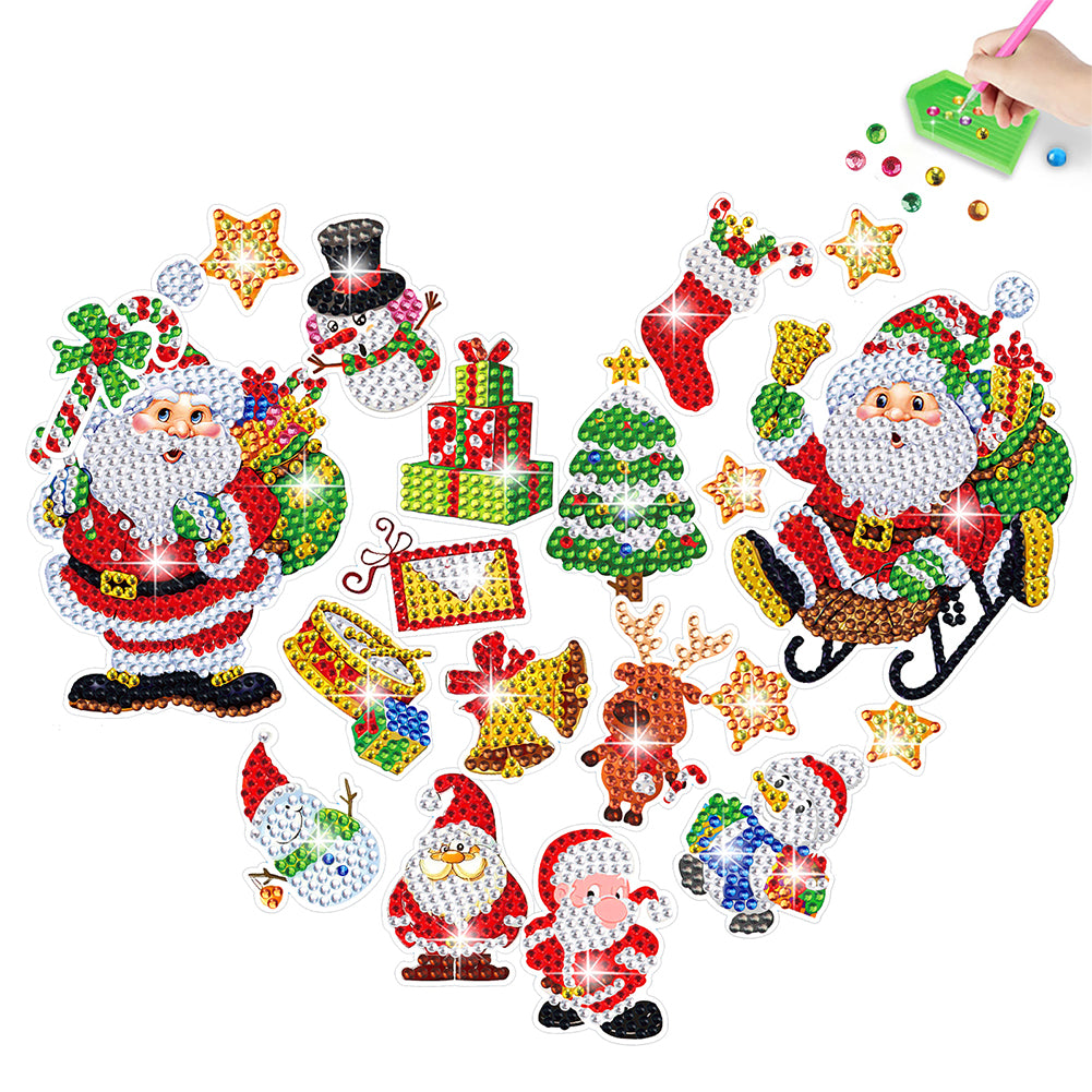 2PCS Christmas Gem Art DIY Craft Kit Diamond Painting Sticker (Santa)