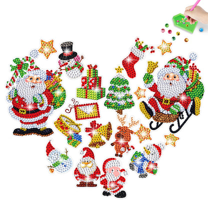 2PCS Christmas Gem Art DIY Craft Kit Diamond Painting Sticker (Santa)