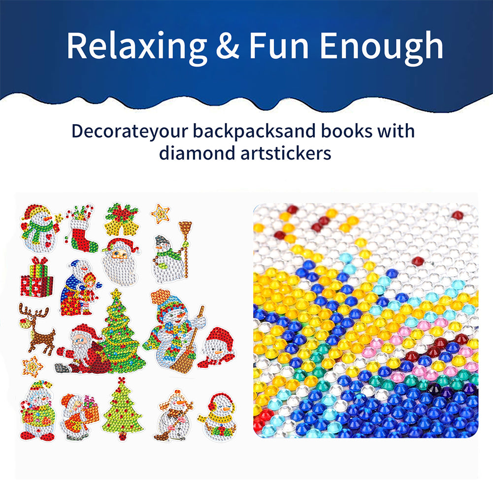 2PCS Christmas Gem Art DIY Craft Kit Diamond Painting Sticker (Xmas is Coming)