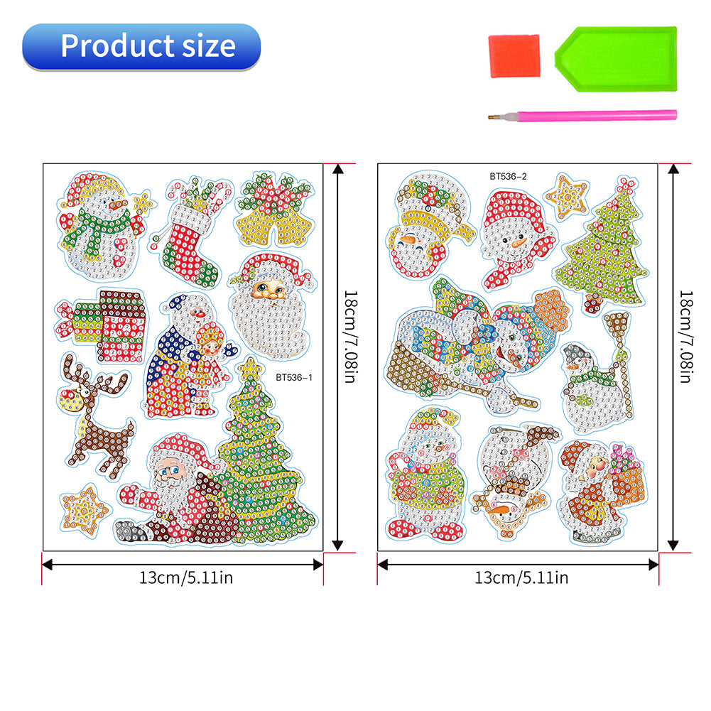 2PCS Christmas Gem Art DIY Craft Kit Diamond Painting Sticker (Xmas is Coming)