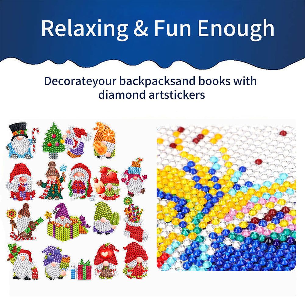 2PCS Christmas Gem Art DIY Craft Kit Diamond Painting Sticker (Xmas Gnome)