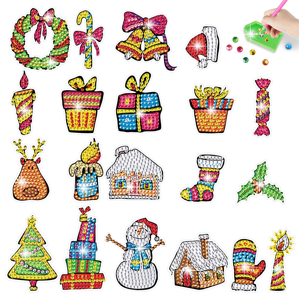 2PCS Christmas Gem Art DIY Craft Kit Diamond Painting Sticker (Xmas Element)