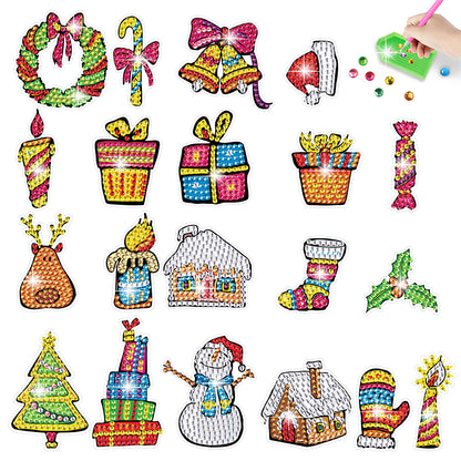 2PCS Christmas Gem Art DIY Craft Kit Diamond Painting Sticker (Xmas Element)