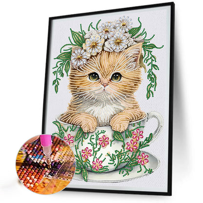 Teacup Kitten - Special Shaped Drill Diamond Painting 30*40CM