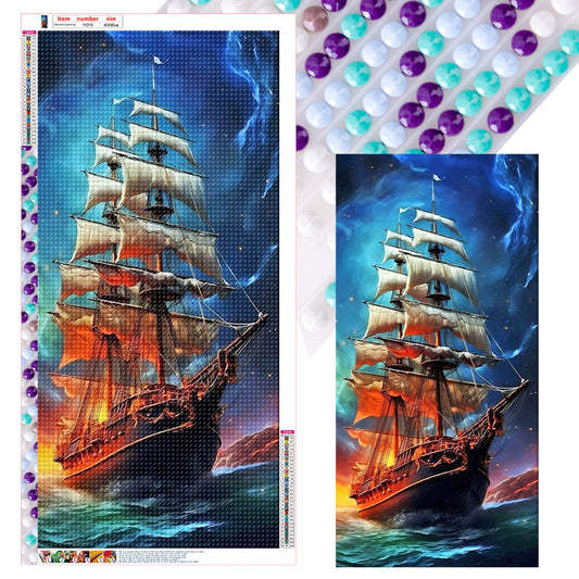 Large Sailing Ship - Full Round Drill Diamond Painting 40*80CM