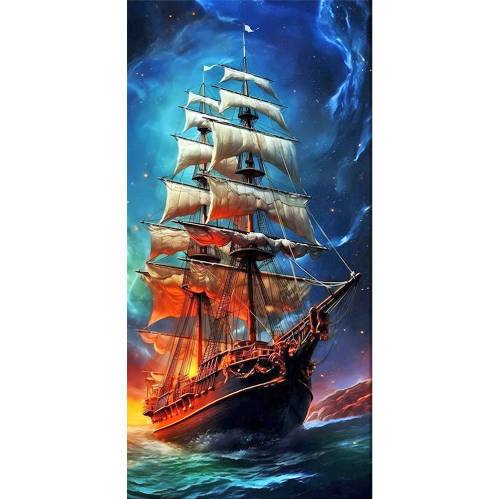 Large Sailing Ship - Full Round Drill Diamond Painting 40*80CM