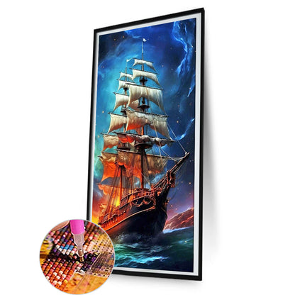 Large Sailing Ship - Full Round Drill Diamond Painting 40*80CM