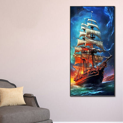 Large Sailing Ship - Full Round Drill Diamond Painting 40*80CM