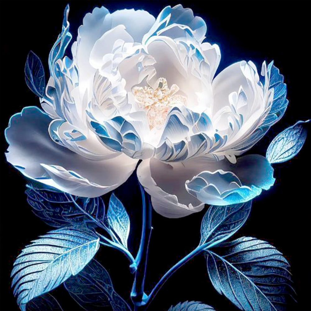 Snow-Colored Peony - Full Round Drill Diamond Painting 30*30CM