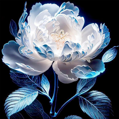 Snow-Colored Peony - Full Round Drill Diamond Painting 30*30CM