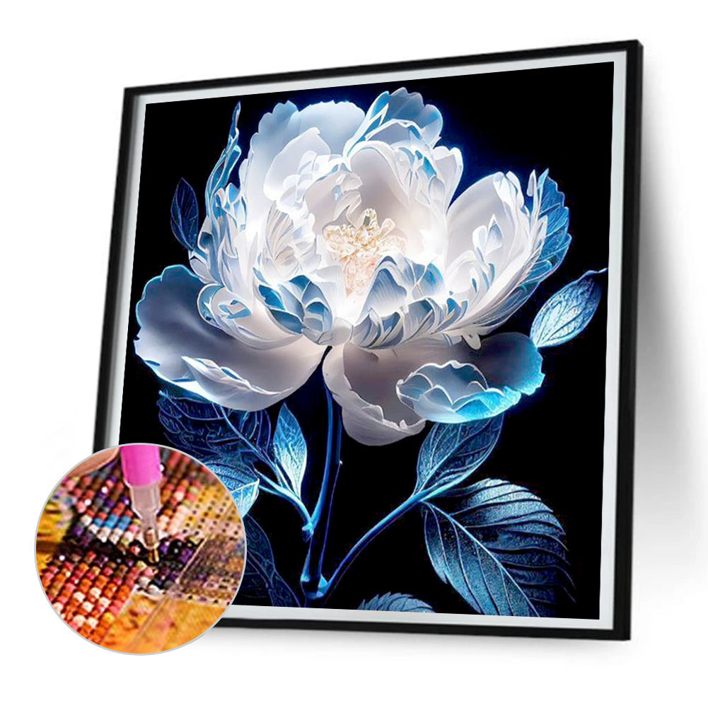 Snow-Colored Peony - Full Round Drill Diamond Painting 30*30CM