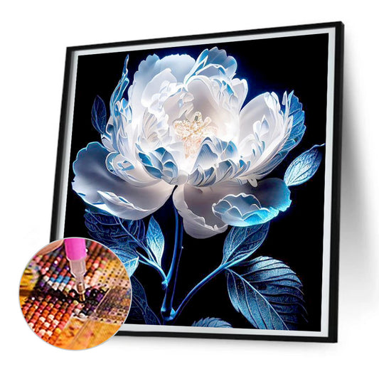 Snow-Colored Peony - Full Round Drill Diamond Painting 30*30CM
