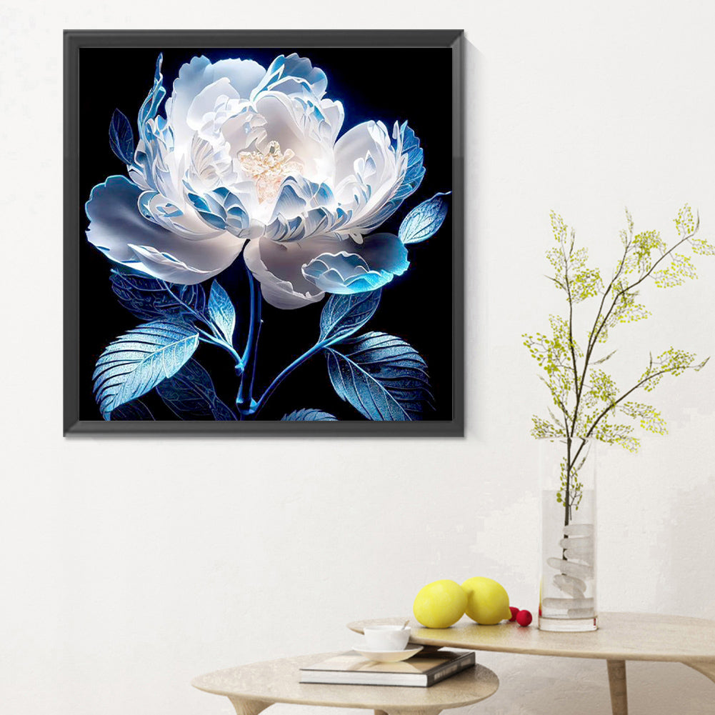 Snow-Colored Peony - Full Round Drill Diamond Painting 30*30CM
