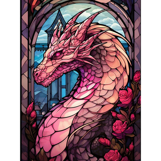 Stained Glass Dragon - Full Round Drill Diamond Painting 30*40CM