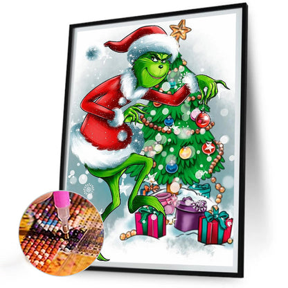 Christmas Green Monster - Full Round Drill Diamond Painting 30*40CM