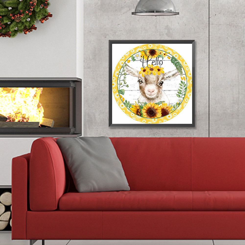 Sunflower Lamb - Full Round Drill Diamond Painting 30*30CM