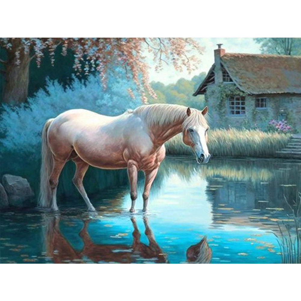 White Horse - Full Round Drill Diamond Painting 40*30CM