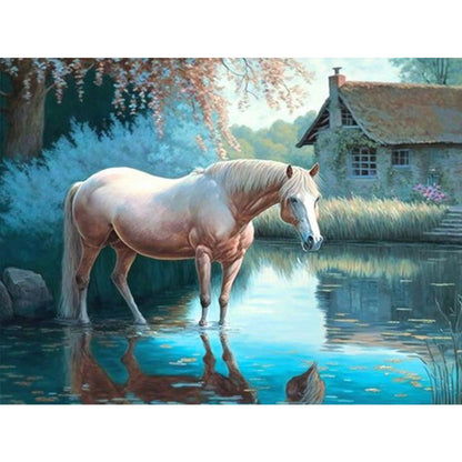 White Horse - Full Round Drill Diamond Painting 40*30CM