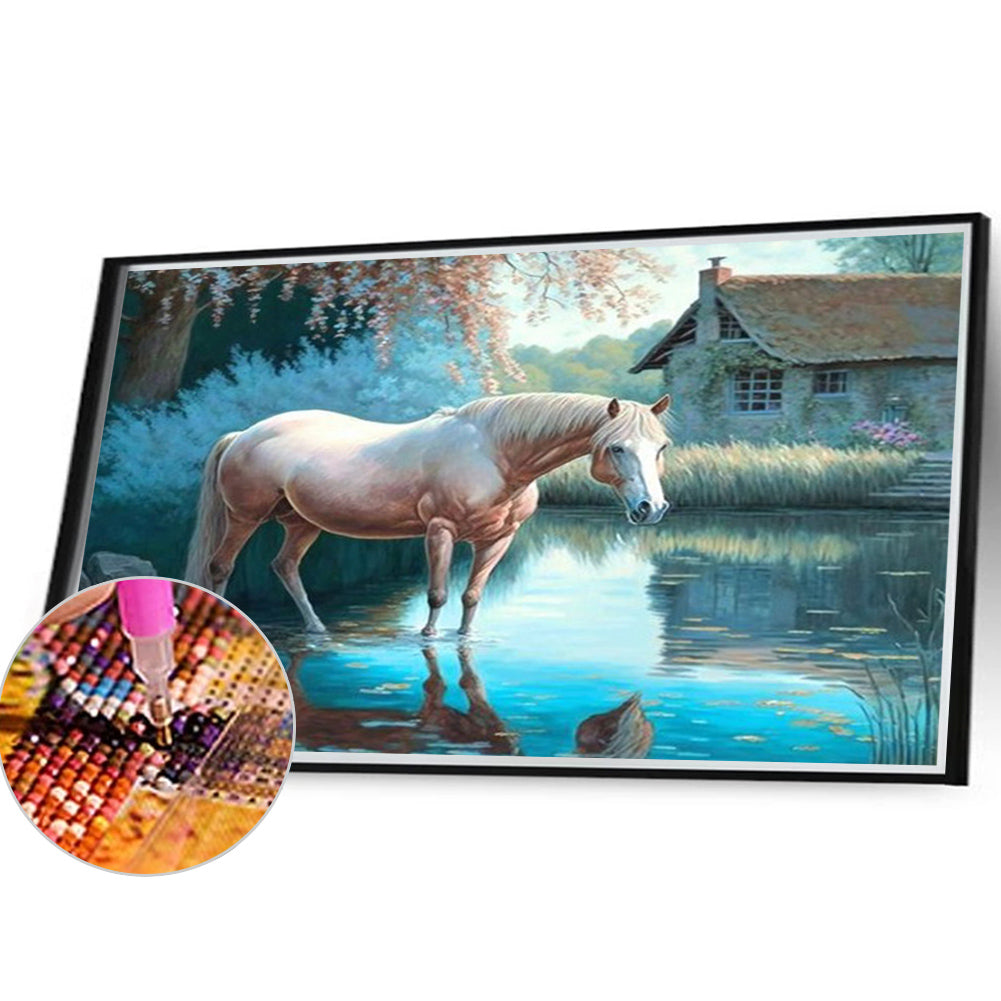 White Horse - Full Round Drill Diamond Painting 40*30CM