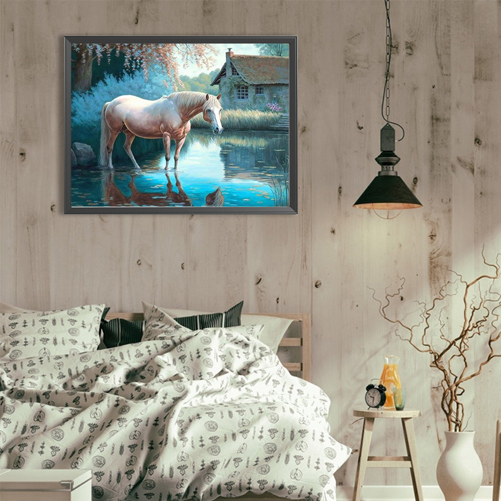 White Horse - Full Round Drill Diamond Painting 40*30CM