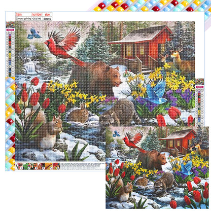 Snow Village - Full Square Drill Diamond Painting 50*40CM