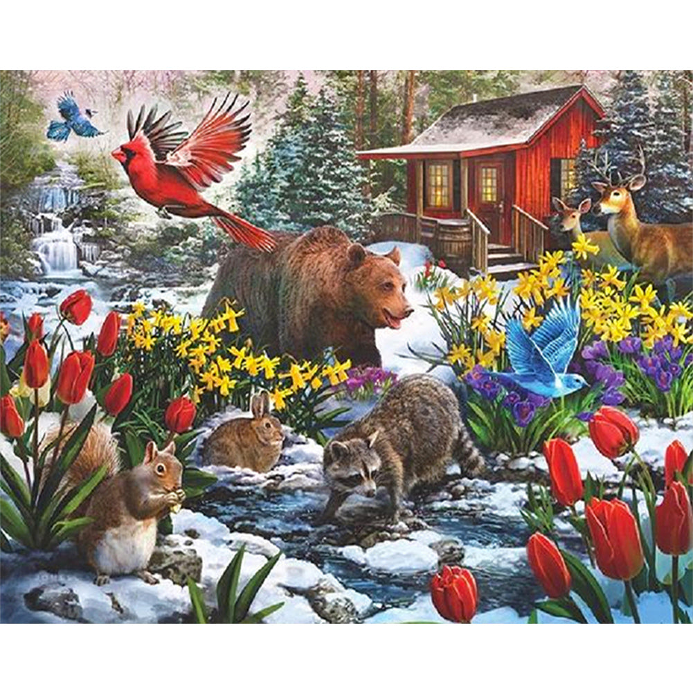 Snow Village - Full Square Drill Diamond Painting 50*40CM