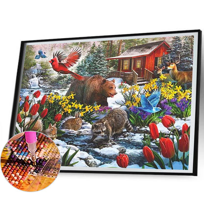 Snow Village - Full Square Drill Diamond Painting 50*40CM