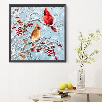Cardinal On Branch - Full Round Drill Diamond Painting 30*30CM