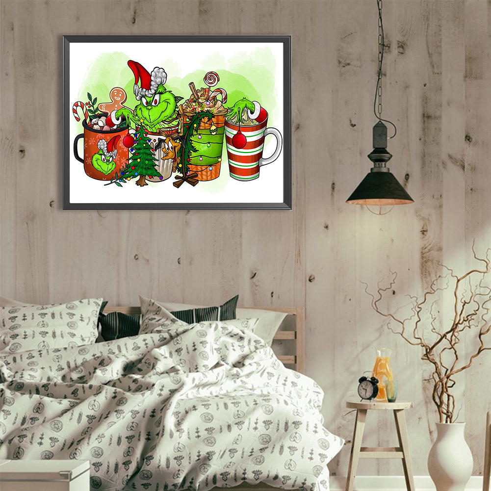 Grinch Cup Drink - Full Round Drill Diamond Painting 40*30CM