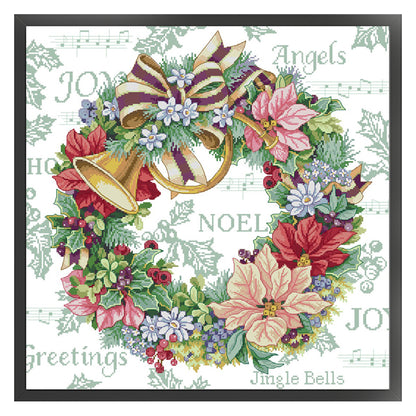 Holiday Wreath - 14CT Stamped Cross Stitch 54*54CM(Joy Sunday)