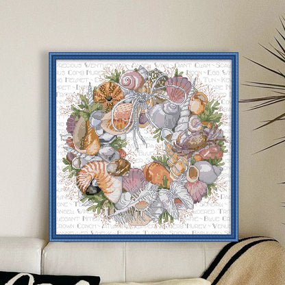 Conch Garland - 14CT Stamped Cross Stitch 44*44CM(Joy Sunday)