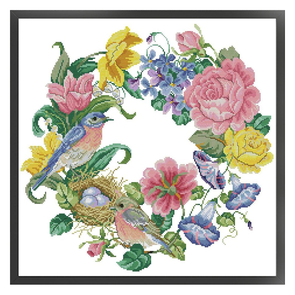 Bird Garland - 14CT Stamped Cross Stitch 50*47CM(Joy Sunday)