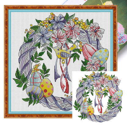 Easter Egg Garland - 14CT Stamped Cross Stitch 34*34CM(Joy Sunday)