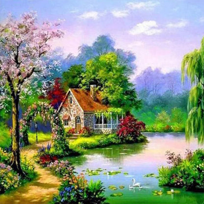 Lake House - Full Square Drill Diamond Painting 50*50CM