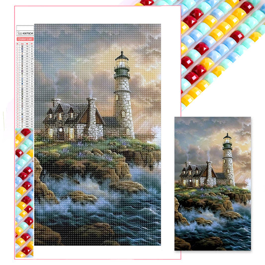 Seaside Lighthouse - Full Square Drill Diamond Painting 40*70CM