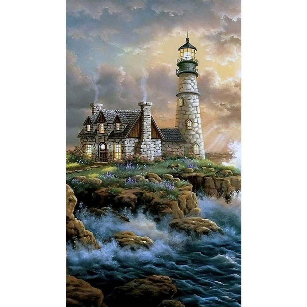 Seaside Lighthouse - Full Square Drill Diamond Painting 40*70CM