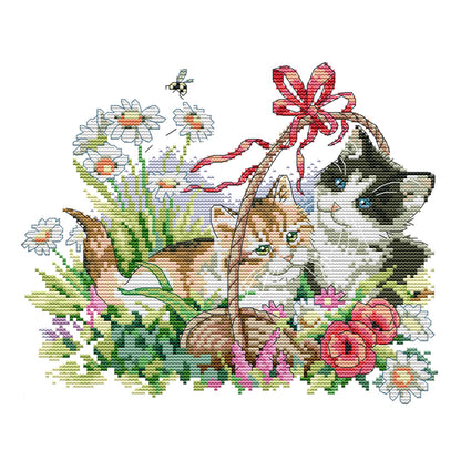 Four Seasons Kitten - 14CT Counted Cross Stitch 30*26CM(Joy Sunday)