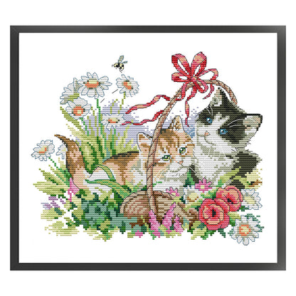 Four Seasons Kitten - 14CT Counted Cross Stitch 30*26CM(Joy Sunday)