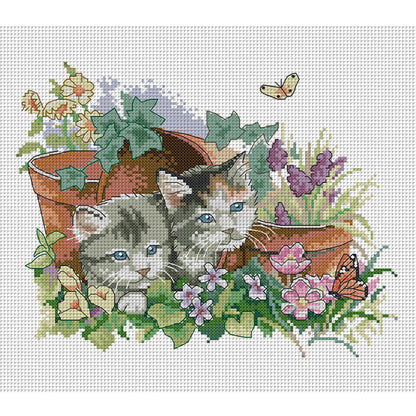 Four Seasons Kitten - 14CT Counted Cross Stitch 31*26CM(Joy Sunday)