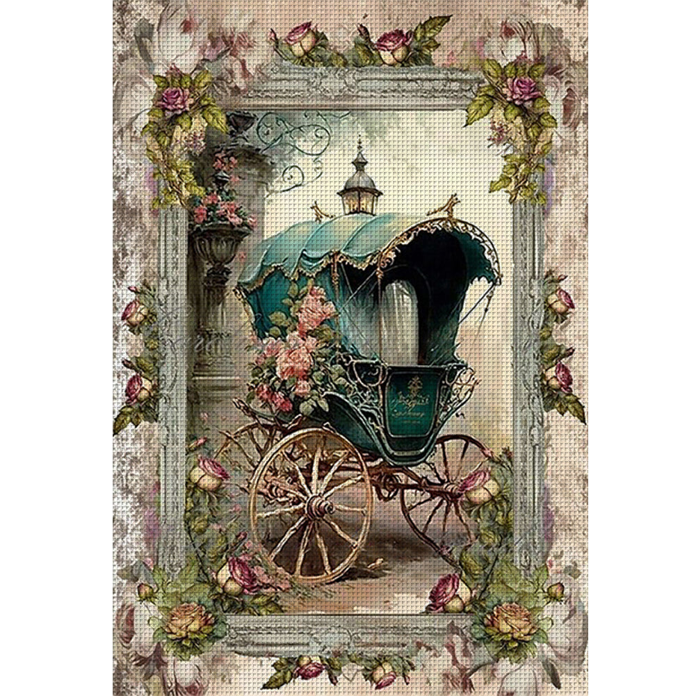 Retro Poster - Carriage - 14CT Stamped Cross Stitch 40*60CM