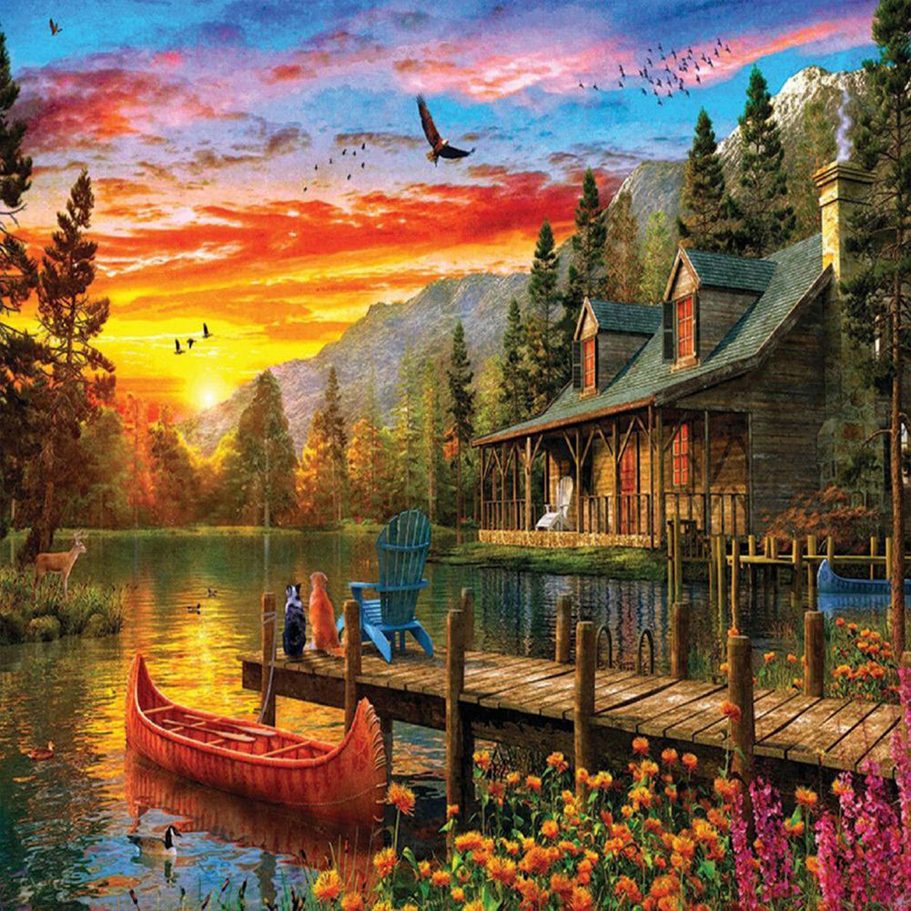 Landscape - Full Round Drill Diamond Painting 30*30CM