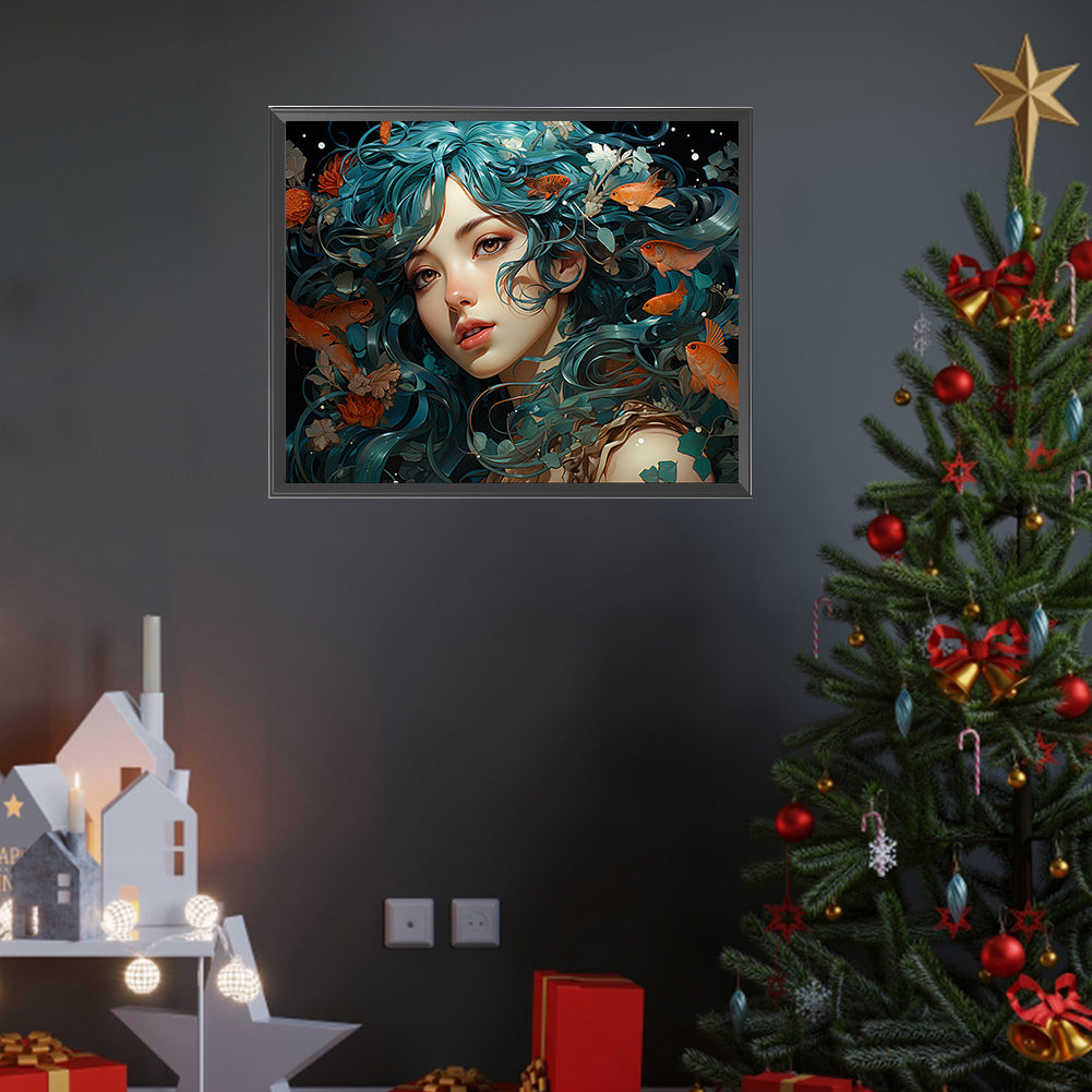 Goldfish Woman - Full Square Drill Diamond Painting 40*50CM