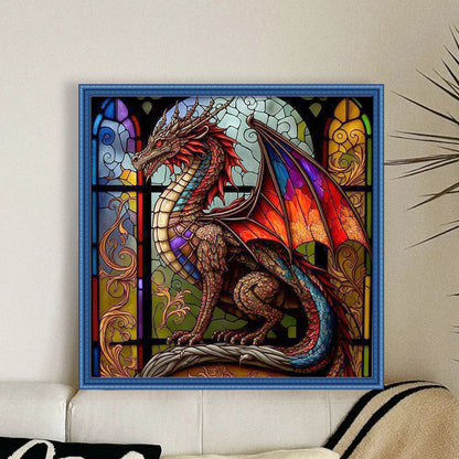Glass Painting-Pterosaur - 18CT Stamped Cross Stitch 40*40CM