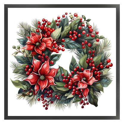 Christmas Wreath - 18CT Stamped Cross Stitch 30*30CM